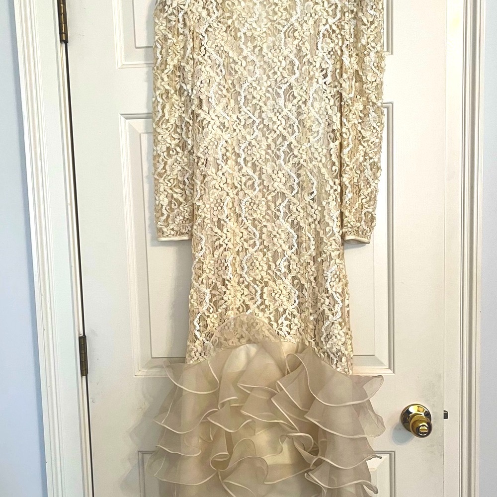 Lillie Rubin Cream Lace Dress with Sequins